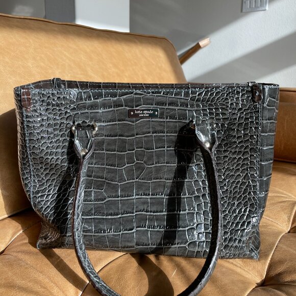 Kate Spade Bag - croc embossed Dark Green - Picture 3 of 4